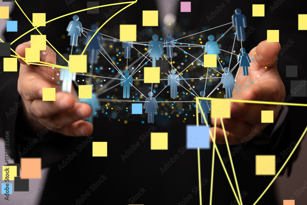 Poster Telecommunication concept with abstract network structure