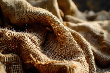 Burlap Canvas: Macro Closeup of Rough Woven Fabric Texture