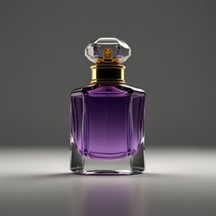Glass velvet perfume bottle mockup placed on a minimalist grey background. Perfect for showcasing cosmetic packaging and luxury fragrance designs.