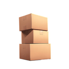 Obraz premium Stacked cardboard boxes ready for shipping. transparent background