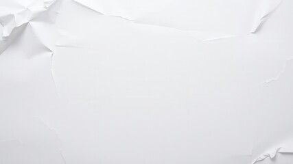 A close-up shot of a white paper wrinkled poster with visible creases and folds, creating a textured and aged appearance, close-up shot, white paper, texture