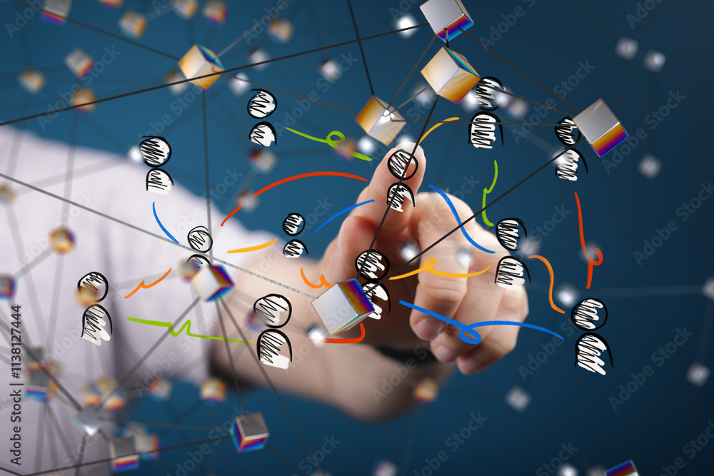 Poster conference digital network and data concept