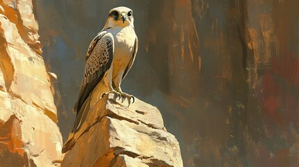 Majestic Falcon Perched on Rocky Cliff in Stunning Landscape
