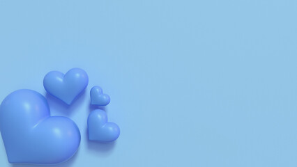 Valentine 3D Love Illustrations - Charming and Cute Visual Design in Blue 4K
