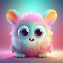 Fototapeta premium Cute fluffy monster