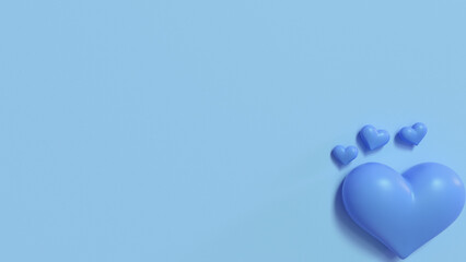 Valentine 3D Love Illustrations - Charming and Cute Visual Design in Blue 4K