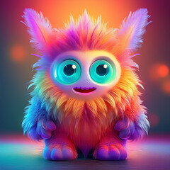 Fototapeta premium Cute fluffy monster