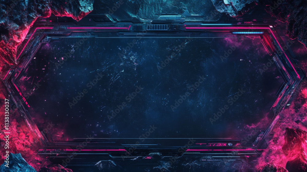 Poster hud frame futuristic game target borders scifi empty banners for text