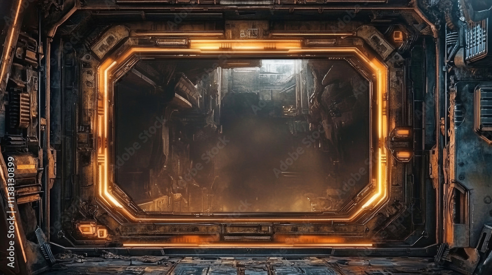 Poster hud frame futuristic game target borders scifi empty banners for text