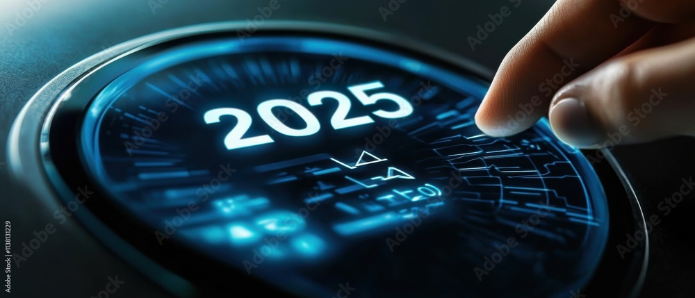Aufkleber futuristic technology interface showing 2025: digital year counter display