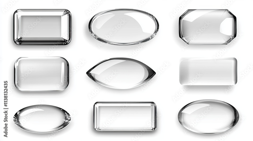 Poster set of vector glass transparent web buttons