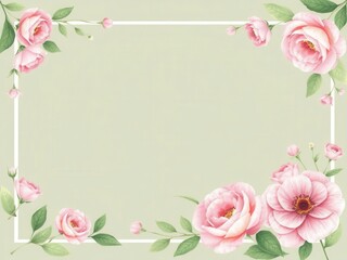 Decorative frame made of rose flowers and leaves, perfect for romantic or botanical designs, delicate, wedding