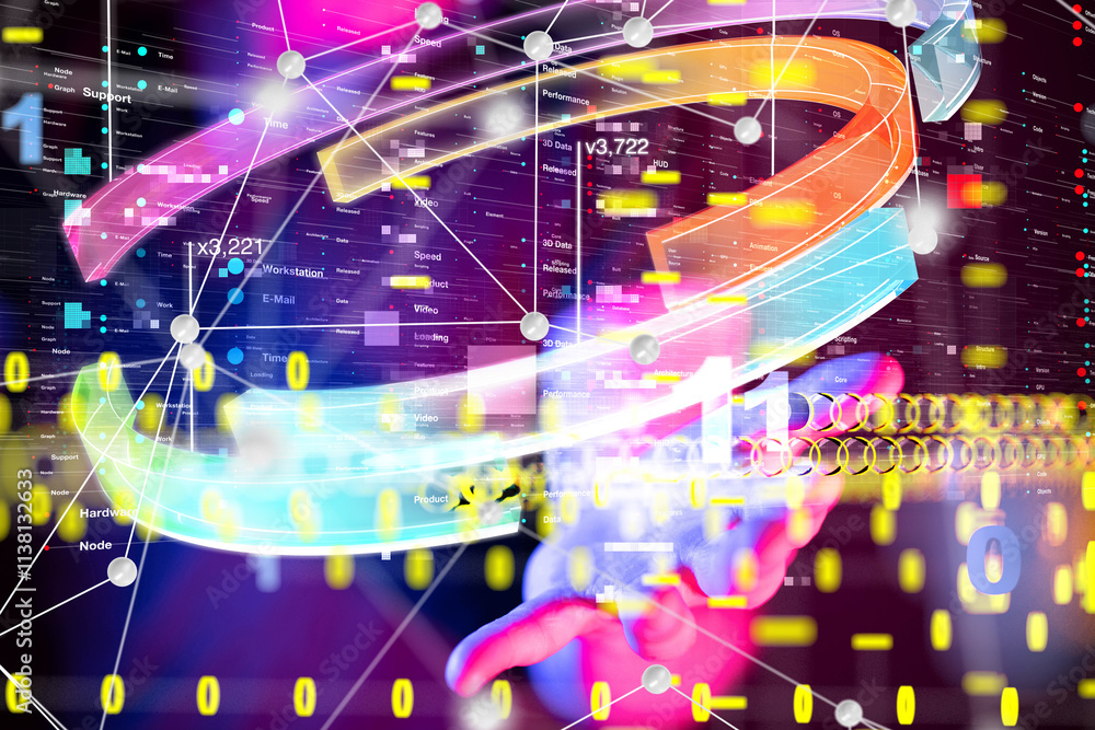 Poster diagram futuristic wave, futuristic data stream