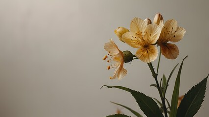 Spring yellow flowers with green leaves on the background. Beautiful concept for wallpaper, card.