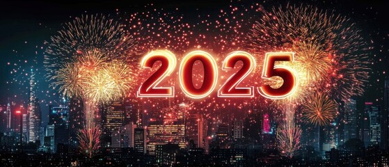 Spectacular 2025 New Years Eve Fireworks Over City Skyline