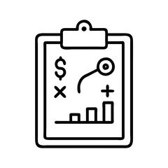 business plan clipboard icon, small business line art, business icon - simple black line art icon of business plan clipboard, for small business celebrations. business vector art.