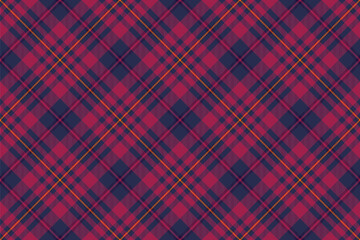 Elementary seamless vector tartan, color textile check fabric. Decorating texture plaid pattern background in blue and pink colors.
