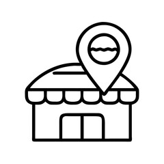 local bakery icon, small business line art, business icon - simple black line art icon of local bakery, for small business celebrations. business vector art.