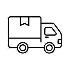 local delivery van icon, small business line art, business icon - simple black line art icon of local delivery van, for small business celebrations. business vector art.