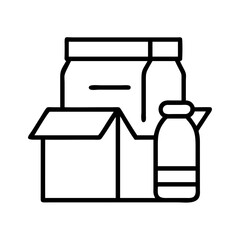 packaging supplies icon, small business line art, business icon - simple black line art icon of packaging supplies, for small business celebrations. business vector art.