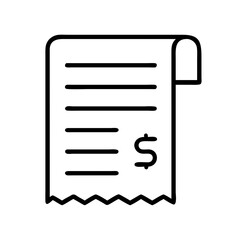 receipt icon, small business line art, business icon - simple black line art icon of receipt, for small business celebrations. business vector art.