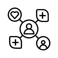 social media marketing icon, small business line art, business icon - simple black line art icon of social media marketing, for small business celebrations. business vector art.