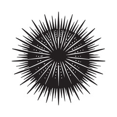 Obraz premium Sea Urchin Silhouette Vector Illustration, Solid White Background.