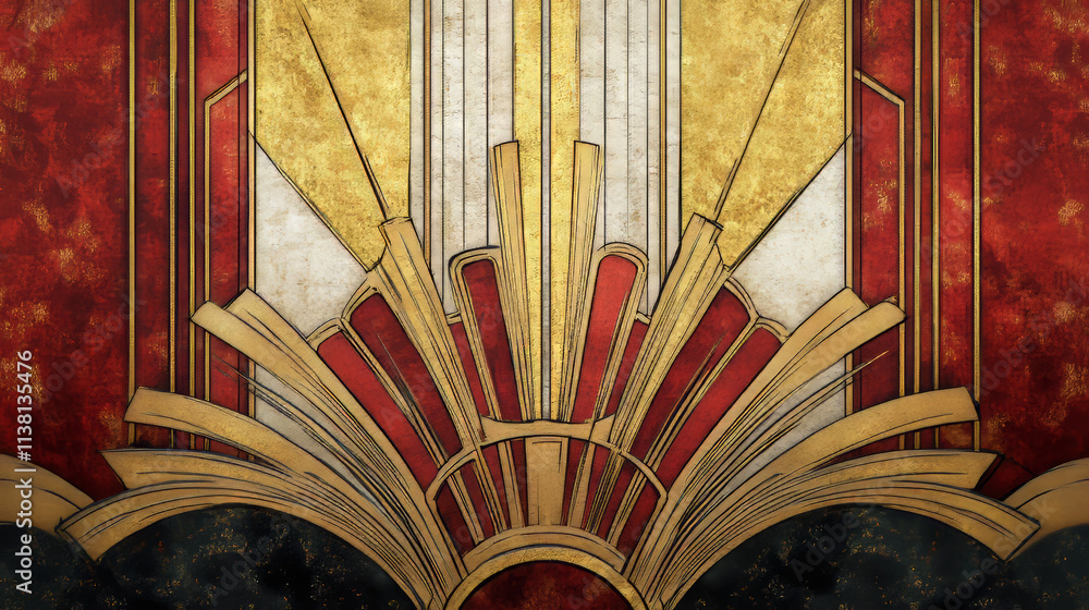 Poster big bundle of art deco element and frame copy space