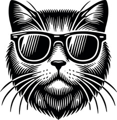 Cat Head vector black silhouette cricut design for T-shirt