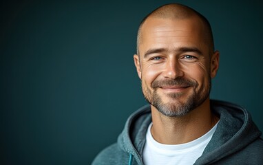 Fototapeta premium man smiling with sweatshirt in color background