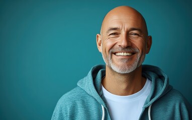 man smiling with sweatshirt in color background