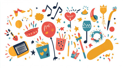 party icon set series.  icons or design elements relating to parties.