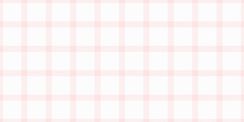 Weave tartan background fabric, pop seamless textile check. Comfortable vector plaid pattern texture in misty rose and white colors.
