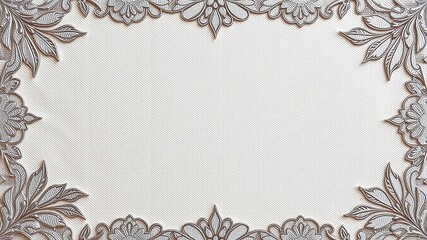 Luxury silver leaves lace border and background with intricate design, classy, lace, texture