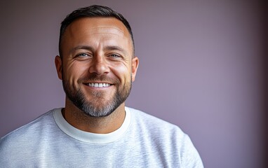 Obraz premium man smiling with sweatshirt in color background