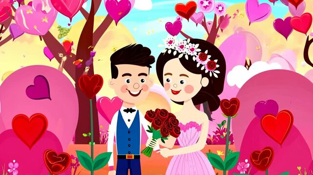 Animated Valentine's Day video featuring a romantic man and woman couple. Perfect for love-themed content 