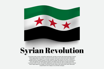 Syria flag waving form on gray background. Vector illustration.