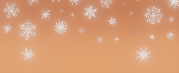 Falling Snowflakes on Orange Background