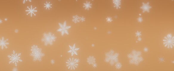 Abstract Orange Background with Snowflakes