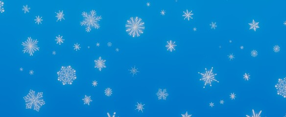 White Snowflakes on Blue Background