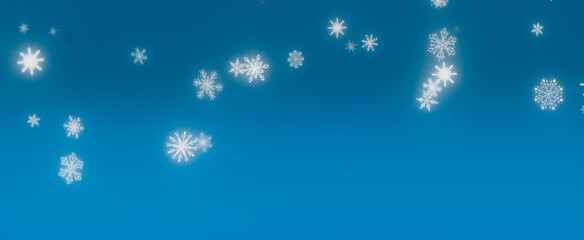 Falling Snowflakes on a Blue Sky