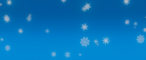 Falling Snowflakes against a Blue Sky