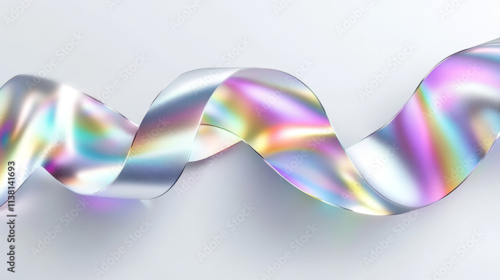 Poster abstract holographic tape isolated on transparent background. vector realistic illustration of silve