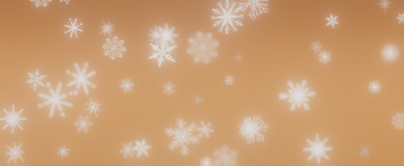 Falling Snowflakes on a Soft Tan Background