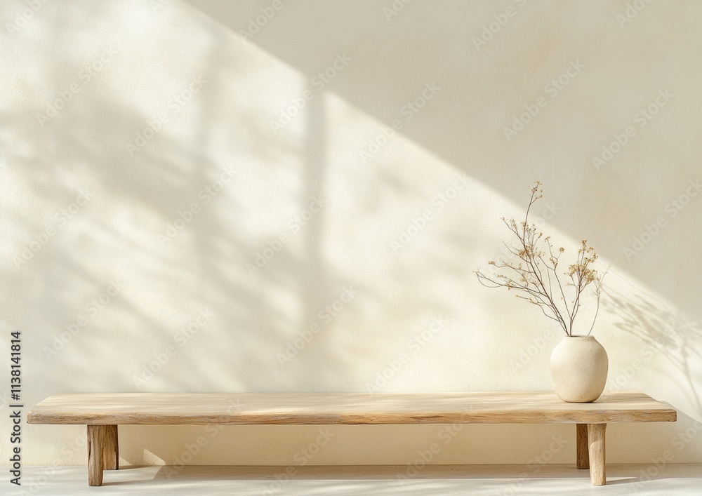 Fototapete minimalist clay art display in soft light with ethereal shadows