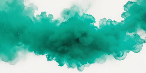 Beautiful sky blue smoke plume isolated on transparent background. bright paint color powder festival background.