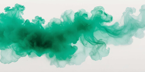 Beautiful sky blue smoke plume isolated on transparent background. bright paint color powder festival background.