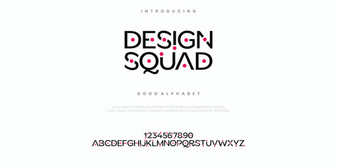 Design Squad minimal abstract alphabet fonts. Typography technology, electronic, movie, digital, music, future, logo creative font. vector illustration