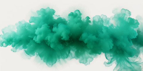 Beautiful sky blue smoke plume isolated on transparent background. bright paint color powder festival background.