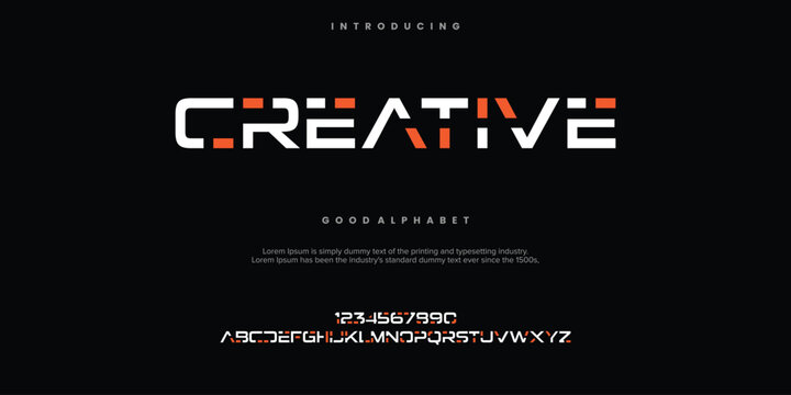 Creative abstract digital alphabet font. Minimal technology typography vector illustration
